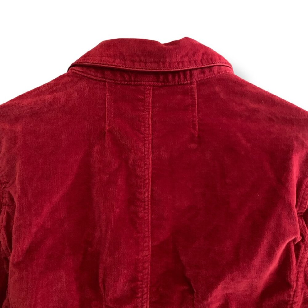 Y2K Women's Red Corduroy Blazer Rhinestone Buttons Red Silk Piping Jacket XL - Picture 14 of 16